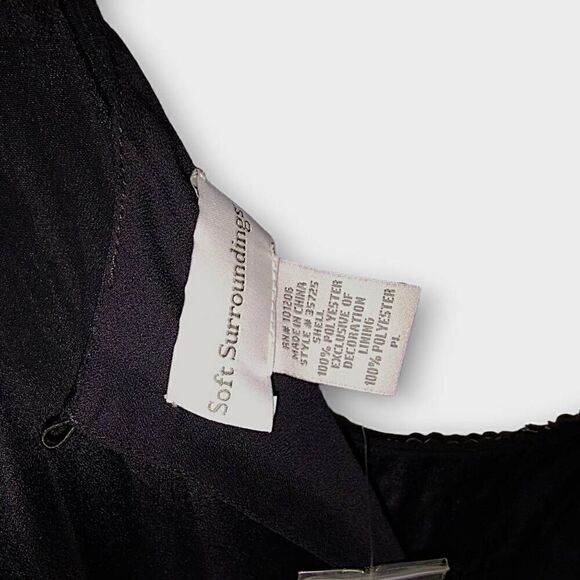 Soft Surroundings Womens Maxi Sz PL Black Dress Beaded Scoop Collar Elastic Wais - Picture 5 of 13